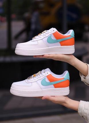 Nike air force 1 low se white/orange жіночі кросівки найк аір форс