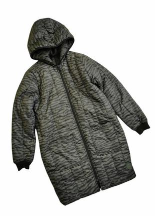 Двухстороннее демисезонное стеганое пальто куртка деми с капюшоном reserved 164 см