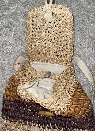 Соломенная плетёная сумка рюкзак3 фото