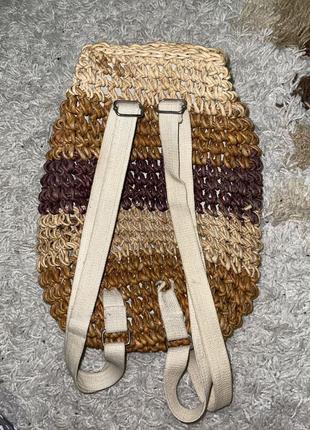 Соломенная плетёная сумка рюкзак2 фото