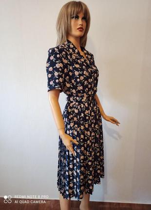 Вінтажна сукня максі плісе квітковий принт1 фото