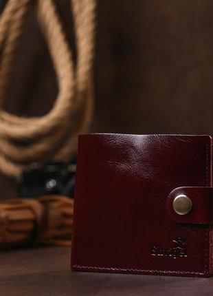 Кожаное стильное портмоне shvigel 16442 бордовый5 фото