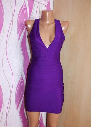 Платье сарафан мини как резинка в облипку фиолет текстурное / affair, 8