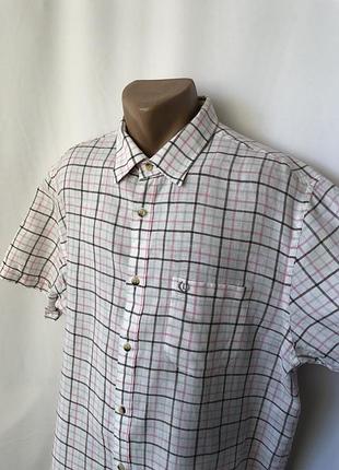 Lincoln светлая тенниска в серо-розовую клетку лён