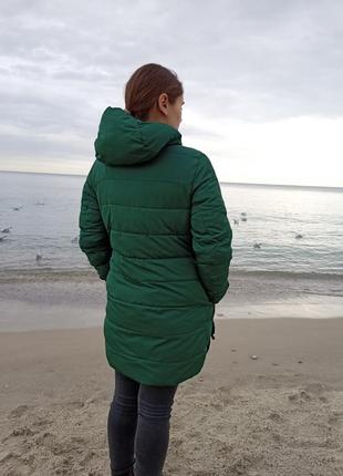 Пуховик женский fdpp, куртка, курточка женская длинная, зимний, темно зеленого цвета, с капюшоном, размер 44-46) в хорошем состоянии4 фото