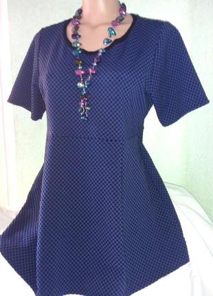 Шикарная синяя фактурная  блуза,туника,50-52разм.,mamas&papas,пог-53-60см.2 фото