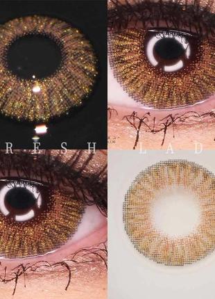 Лінзи кольорові для очей (є опт) коричневі карі charm brown pearl підходять для світлих очей