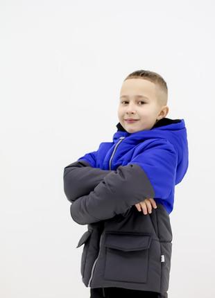 Куртка демісезонна подовжена для хлопчика на флісі всердеині 2 кольори та кишені7 фото
