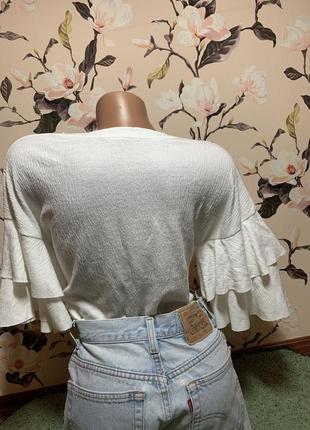 Кофта блузка bershka бершка с воланами рукавами нарядная кофта3 фото