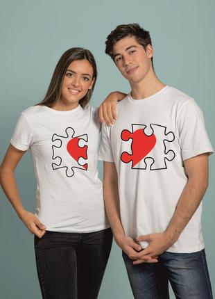 Парні футболки для двох з пазлами, прикольні парні футболки для закоханих 14 лютого2 фото