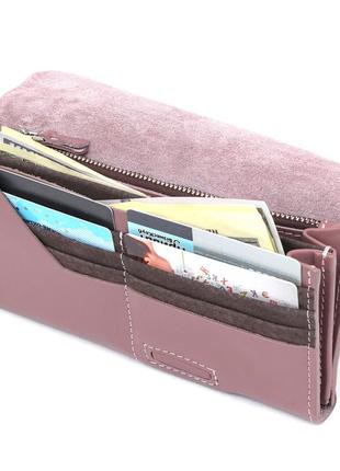 Превосходный кожаный женский кошелек grande pelle 11577 розовый4 фото