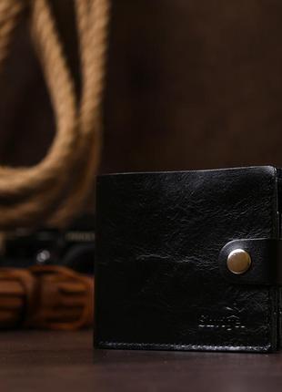 Небольшое кожаное портмоне для мужчин shvigel 16460 черный6 фото