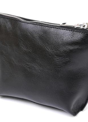 Зручна шкіряна сумочка shvigel 16409 чорний2 фото