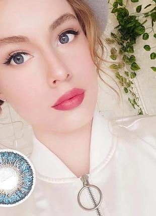 Лінзи кольорові для очей (є опт) блакитні blue three tones підходять для світлих очей