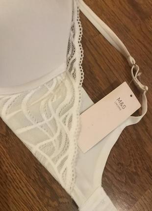 Гладкий білий бюстгальтер m&s, p. 32dd / 70e2 фото