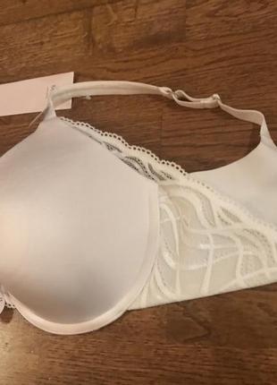 Гладкий білий бюстгальтер m&s, p. 32dd / 70e4 фото