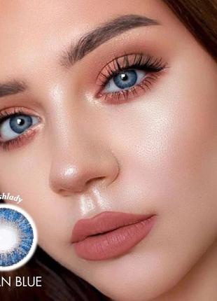 Линзы цветные для глаз голубые ocean blue three tones