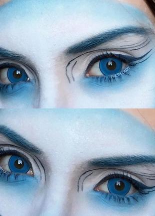 Линзы цветные для глаз (есть опт) голубые blue manson halloween подходят для светлых глаз4 фото