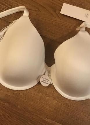 Гладкий білий бюстгальтер m&s, p. 32dd / 70e10 фото