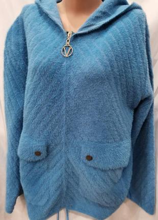 Курточка з вовни альпаки без підкладки, з капюшоном еврозима