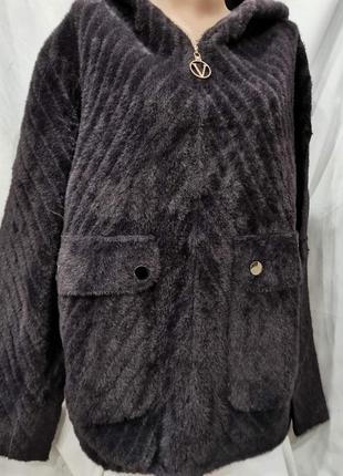 Курточка с шерстью альпаки без подкладки с капюшоном еврозима4 фото