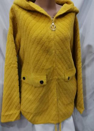 Курточка с шерстью альпаки без подкладки с капюшоном еврозима6 фото