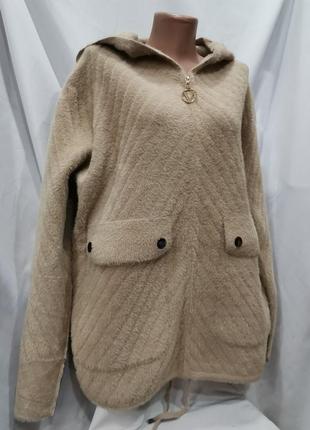 Курточка с шерстью альпаки без подкладки с капюшоном еврозима3 фото