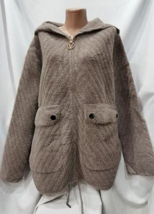 Курточка с шерстью альпаки без подкладки с капюшоном еврозима2 фото