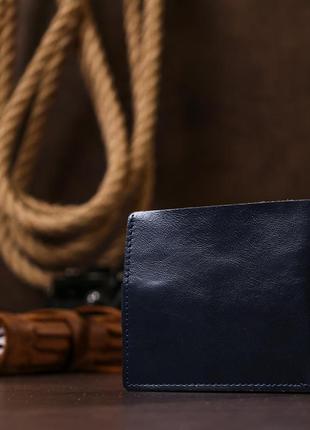 Компактное кожаное портмоне для мужчин shvigel 16465 синий7 фото