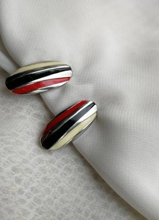 Клипсы тройные эмаль тройные красная беьая черная полоска