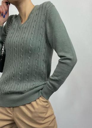 Шерстяной джемпер в косичку woolmark  шикарного качества3 фото