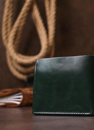 Небольшое модное кожаное портмоне shvigel 16441 зеленый7 фото