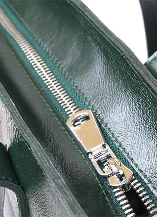 Кожаная женская сумка-шоппер shvigel 16367 зеленый3 фото