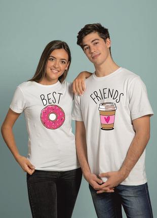 Парные футболки с надписью лучшие друзья, прикольные парные майки для влюбленных на 14 февраля1 фото