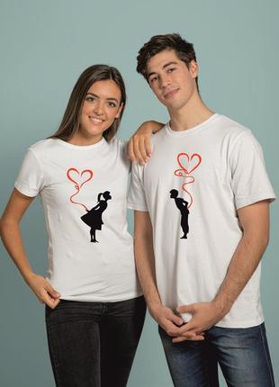 Парні футболки чоловічки з кульками, прикольні парні футболки для двох закоханих 14 лютого2 фото