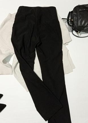 Черные классические брюки с лчень выслкой посадкой на пуговицах штаны2 фото