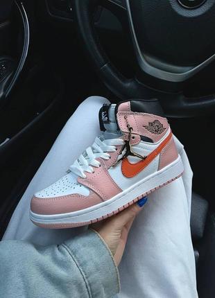 Nike air jordan 1 retro 'pink/orange' жіночі кросівки найк аїр джордан