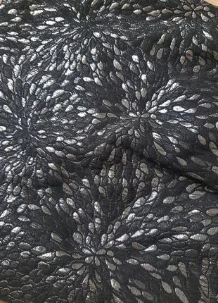 Платье нарядное s чёрное trf collection сереб люрекс узор принт парча метал4 фото