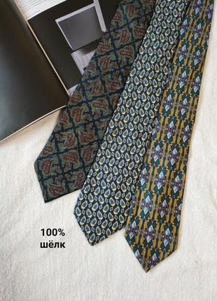 Шёлковый галстук в зелёных оттенках в принт пейсли палаточный принт axe mod, derbg