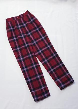 Tuzzi німеччина вовняні штани в клітку висока посадка з кишенями і манжетами2 фото