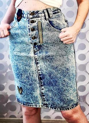 Крутая винтажная джинсовая юбка варенка спідниця джинса деним ретро винтаж6 фото