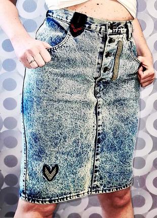 Крутая винтажная джинсовая юбка варенка спідниця джинса деним ретро винтаж7 фото