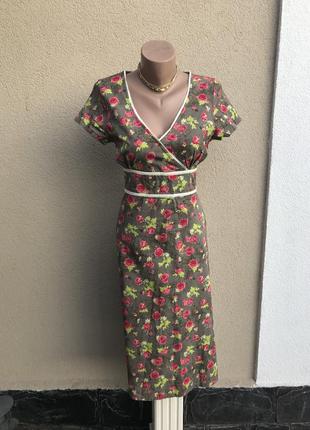 . платье, цветочный принт,ретро, стиль винтаж, хлопок