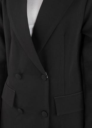 Стильный черный удлиненный модный пиджак жакет хит3 фото