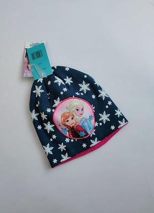 Демисезонная шапка шапочка деми с эльзой и анной frozen disney 54 см,  на 6, 7, 8, 9  лет