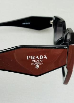 Очки в стиле prada стильные женские солнцезащитные очки темно серый градиент в черно коричневой оправе7 фото