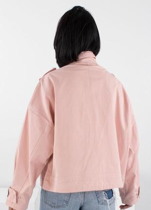 Стильная розовая пудра осенняя весенняя демисезон оверсайз  куртка ветровка модная2 фото