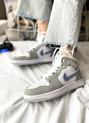 Кросівки air jordan 1 retro mid ‘wolf grey’ кроссовки