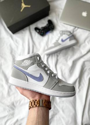 Кросівки air jordan 1 retro mid ‘wolf grey’ кроссовки10 фото