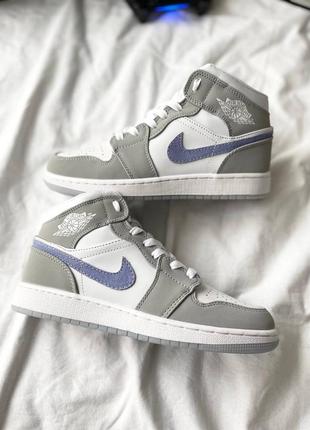 Кросівки air jordan 1 retro mid ‘wolf grey’ кроссовки3 фото